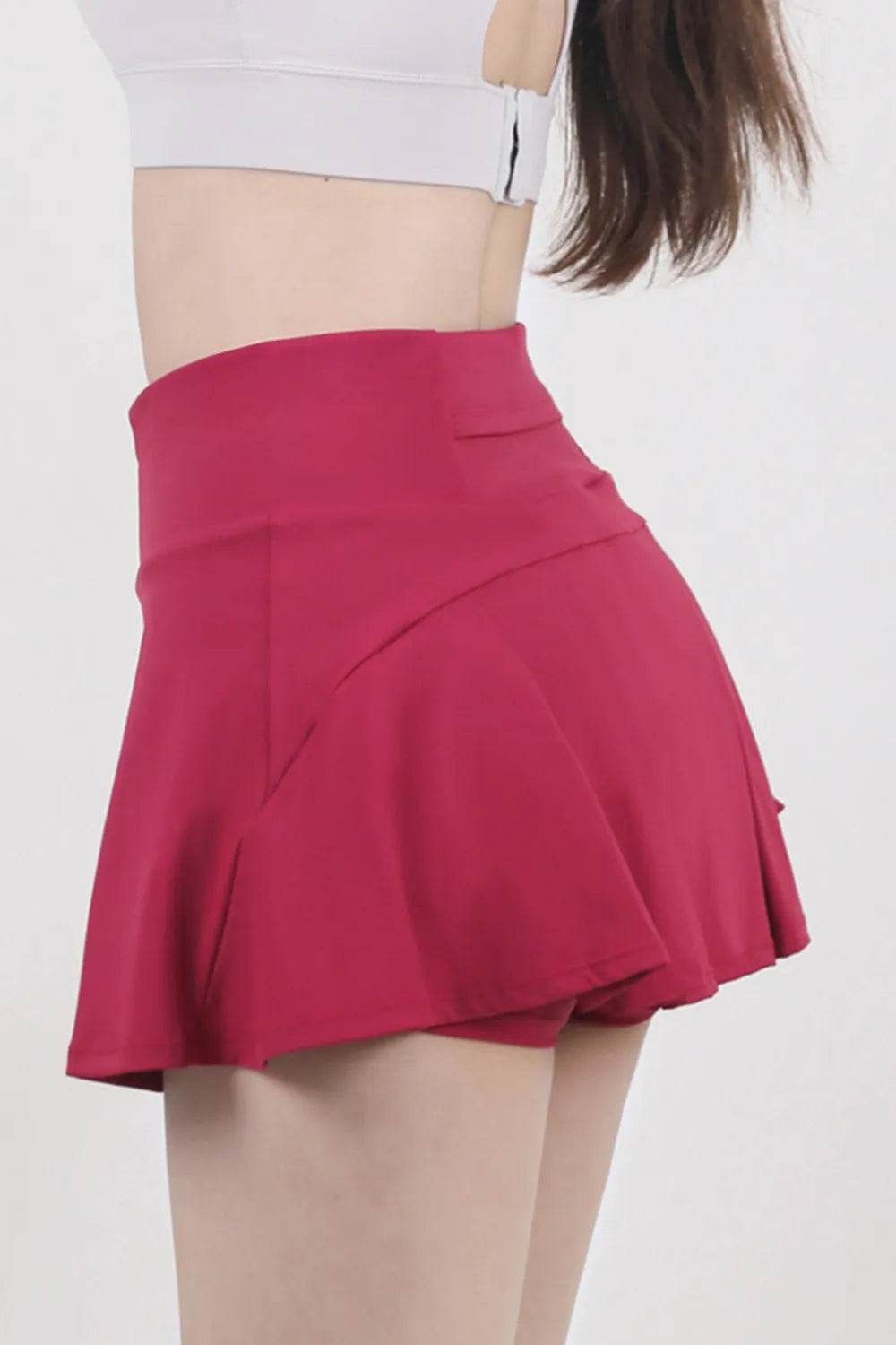 High Waist Pleated Active Skirt Hot Pink Trendsi 67982ebc-df38-4630-88c5-bf17f1ea325f-Max