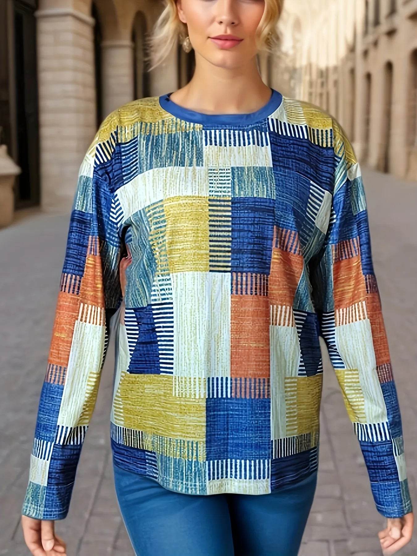 Color Block Long Sleeve T-Shirt Trendsi 67b8e0a3febe40b3baa5d5f4193af081-Max-Origin