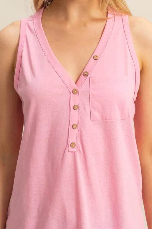 HYFVE Slub Knit Half Button Sleeveless Top Trendsi 67ee2fca392f43388f89798bc9b71121-Max-Origin