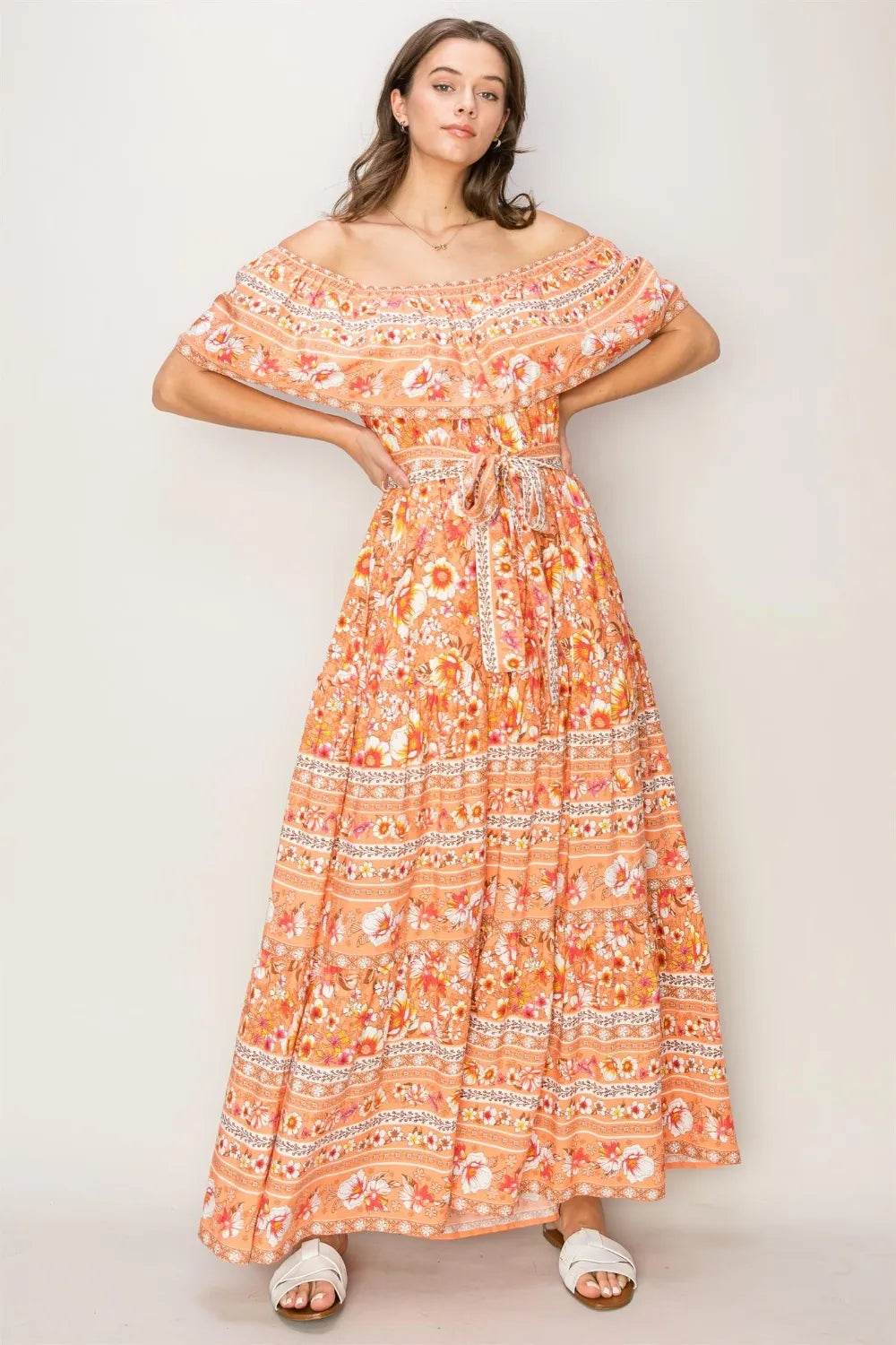 HYFVE Floral Off-Shoulder Tie Front Maxi Dress Trendsi 67fdcbf8-2a98-4780-bf32-44ae4fa3c6ad-Max