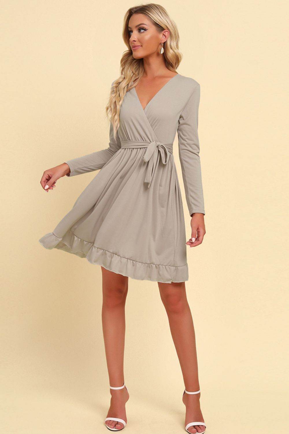 Long Sleeve Tie Waist Ruffle Hem Dress Trendsi 6831590c5f354f7683fa3fd53120aea1-Max