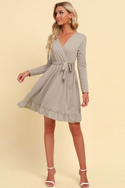 Long Sleeve Tie Waist Ruffle Hem Dress Trendsi 6831590c5f354f7683fa3fd53120aea1-Max