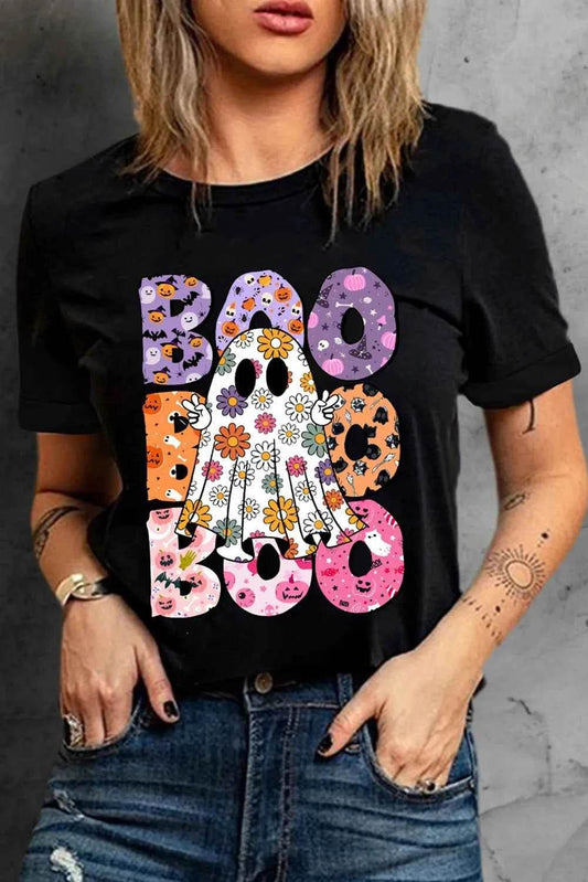 BOO Ghost Graphic Round Neck Short Sleeve T-Shirt Trendsi 6843ca34-0150-4185-810b-16d117995cbc-Max