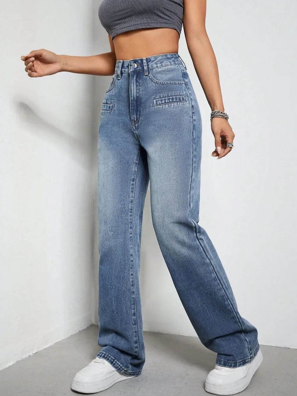 High Rise Wide Leg Jeans with Pockets Trendsi 686bdf45-295c-4a8d-a7d8-d183ca651910-Max