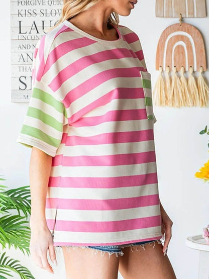 Striped Oversized Short Sleeve T-Shirt Trendsi 688a26b3-93df-4e77-84a7-32042e5c9201-Max-Origin