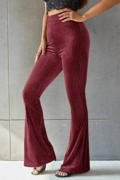 Ribbed High Waist Flare Pants Burgundy Trendsi 68c37d44-c762-482a-8f60-dea69adf7098-Max