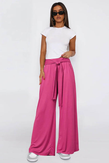 Tied Wide Leg Pants with Pockets Hot Pink Trendsi 68e06f0f-9bd7-4e68-a0e9-192372219c91-Max