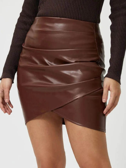 Ruched Asymmetrical Hem Skirt Trendsi 68e986ec-7896-46cc-b9ed-19ae48d0cbe3-Max