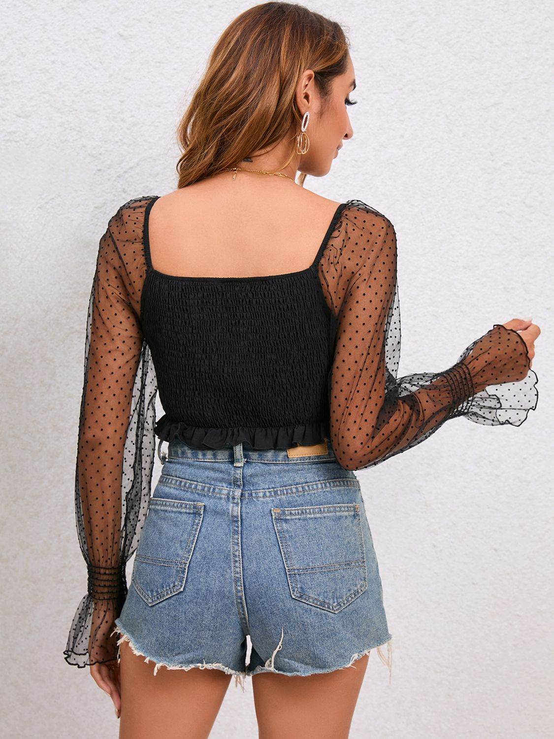 Drawstring Flounce Sleeve Cropped Top Trendsi 692f5b04150e432fb28059ca78ae14fd-Max