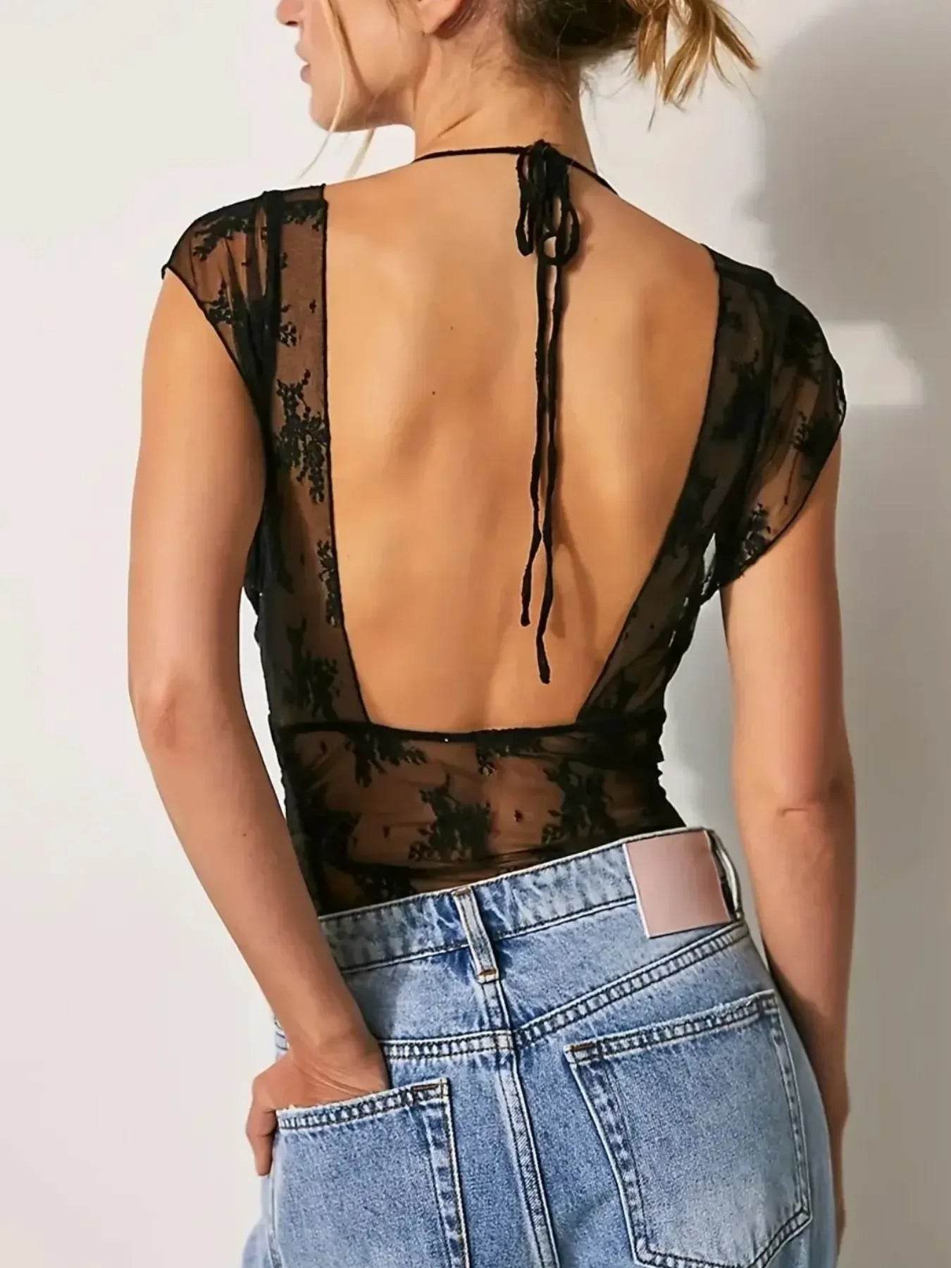 Lace Cap Sleeve Ruched T-Shirt Trendsi 69566e65-8cef-45c6-8d14-a64dcbc4c510-Max-Origin