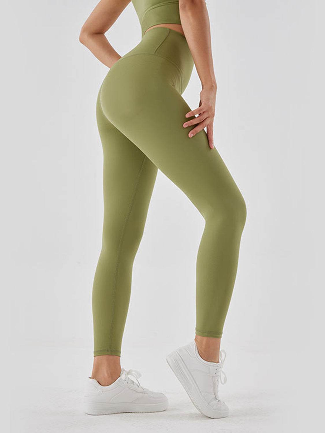 Wide Waistband Sports Leggings Matcha Green Trendsi 6980944c261847d2a412b4a118d2c481-Max