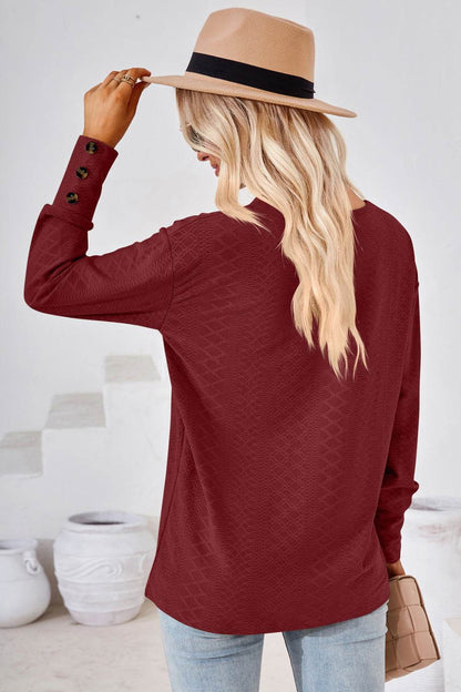 V-Neck Long Sleeve Blouse Trendsi 69986dd1322840a1ac18499ac49532e7-Max