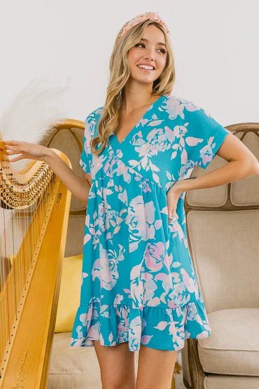 BiBi Floral Crinkle Shirred Ruffle Detail V Neck Dress Trendsi 69d420e74f5b4cfcaa512a872d3eecf7-Max-Origin