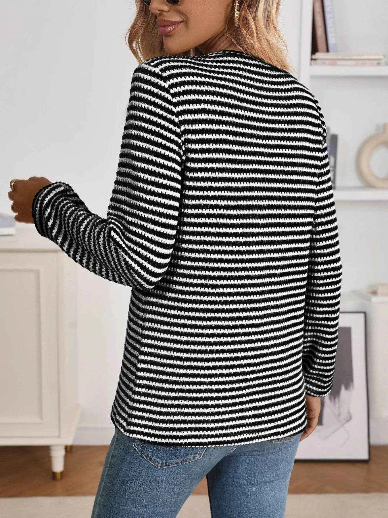 Striped Button Detail Long Sleeve Top Trendsi 69e2833663fa4e8a8c03d27729119c7a-Max-Origin