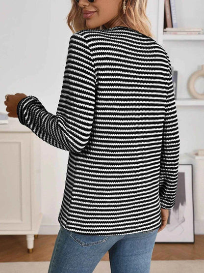 Striped Button Detail Long Sleeve Top Trendsi 69e2833663fa4e8a8c03d27729119c7a-Max-Origin