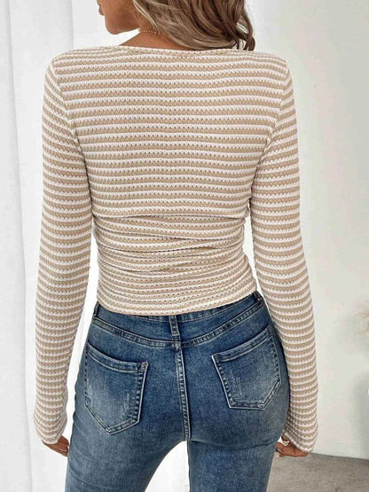 Striped Square Neck Long Sleeve T-Shirt Trendsi 6a28227a57584d4786ade6d78f196369-Max-Origin