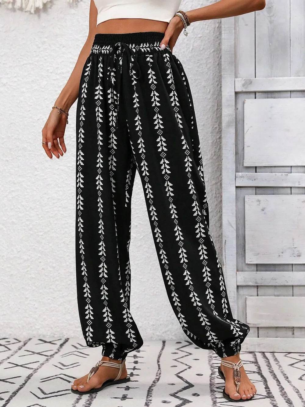 Tied Printed High Waist Pants Trendsi 6a46a452-5f13-4541-8e2d-696b0d221b2a-Max