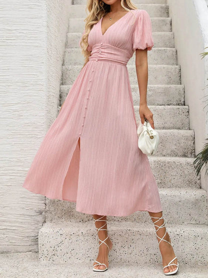 V-Neck Puff Sleeve Dress Trendsi 6a474dce-600b-4f4d-8db6-68da2cf5089f-Max-Origin