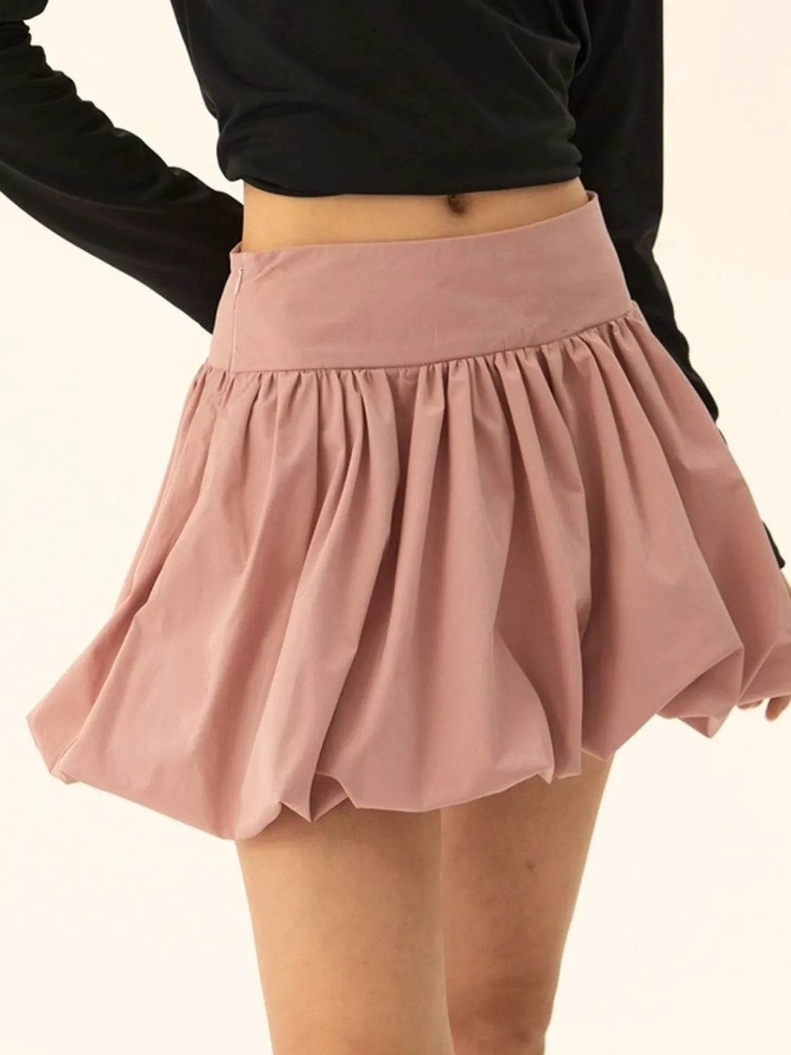 Ruched Bubble Hem Mini Skirt Trendsi 6a47a0ec-b7da-4323-98a1-d4bf3ddf004d-Max-Origin