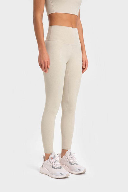 Millennia Highly Stretchy Wide Waistband Yoga Leggings Beige Trendsi 6a4df65920e94d24b93a0cd3414661b5-Max
