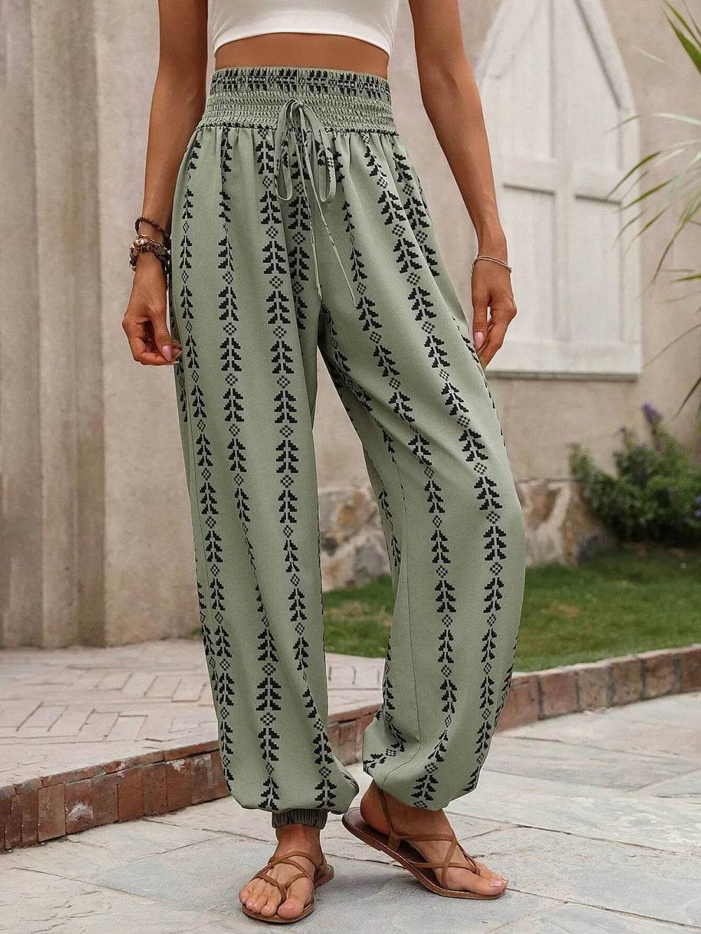 Tied Printed High Waist Pants Trendsi 6a6af8ba-05b2-4801-a749-ba953e690b97-Max