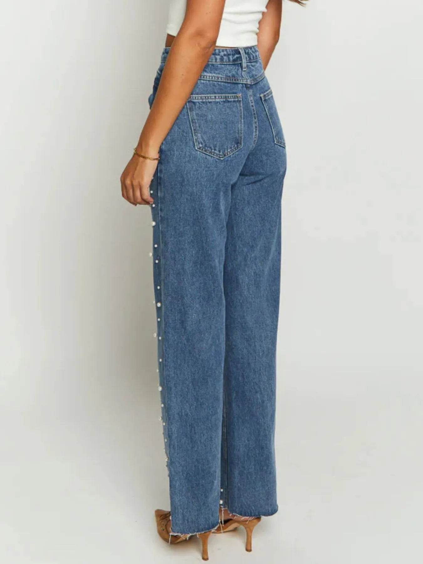 Pearl Embellished High Waist Straight Leg Jeans Trendsi 6a6f4614-e0fc-4d31-9382-47dc9f805915-Max-Origin