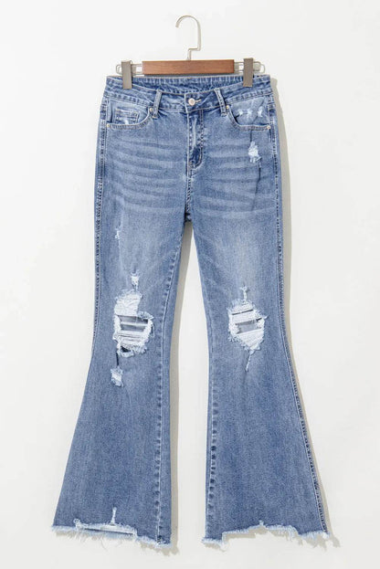 Distressed Raw Hem Bootcut Jeans Trendsi 6b0677d5-0a65-4584-8cb9-dab19b3f5618-Max