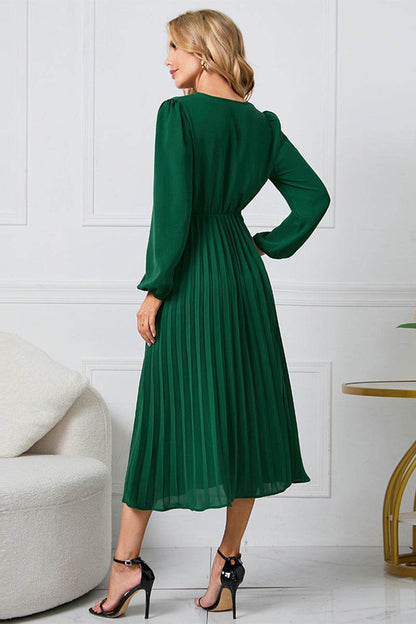 V-Neck Long Sleeve Tie Waist Midi Dress Trendsi 6b1aee776c5947b9a13d3f7d7ef69354-Max