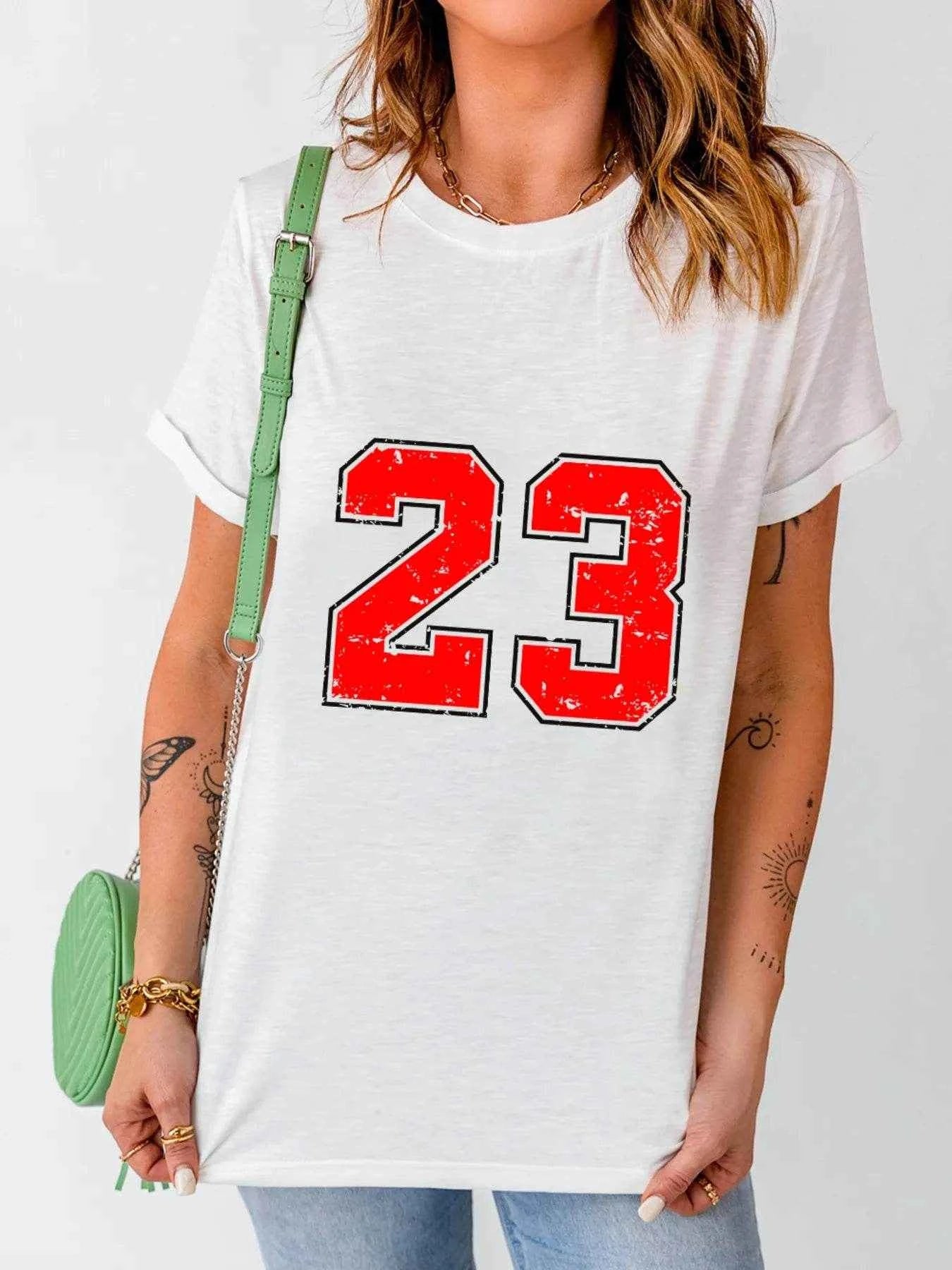 Number 23 Round Neck Casual T Shirt Trendsi 6ba16e70c6e14cc3a3f576fc613edc6c-Max-Origin