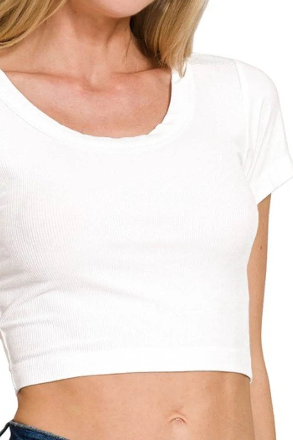 Zenana Ribbed Scoop Neck Crop Short Sleeve Top Trendsi 6bdfed11-5cba-4634-a70c-1a2440fb4ad9-Max-Origin