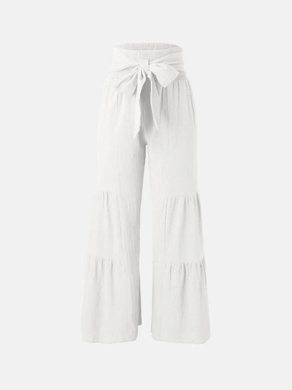 Tied Ruched Wide Leg Pants White Trendsi 6c471710-5128-4e67-a563-e317b78df3bd-Max