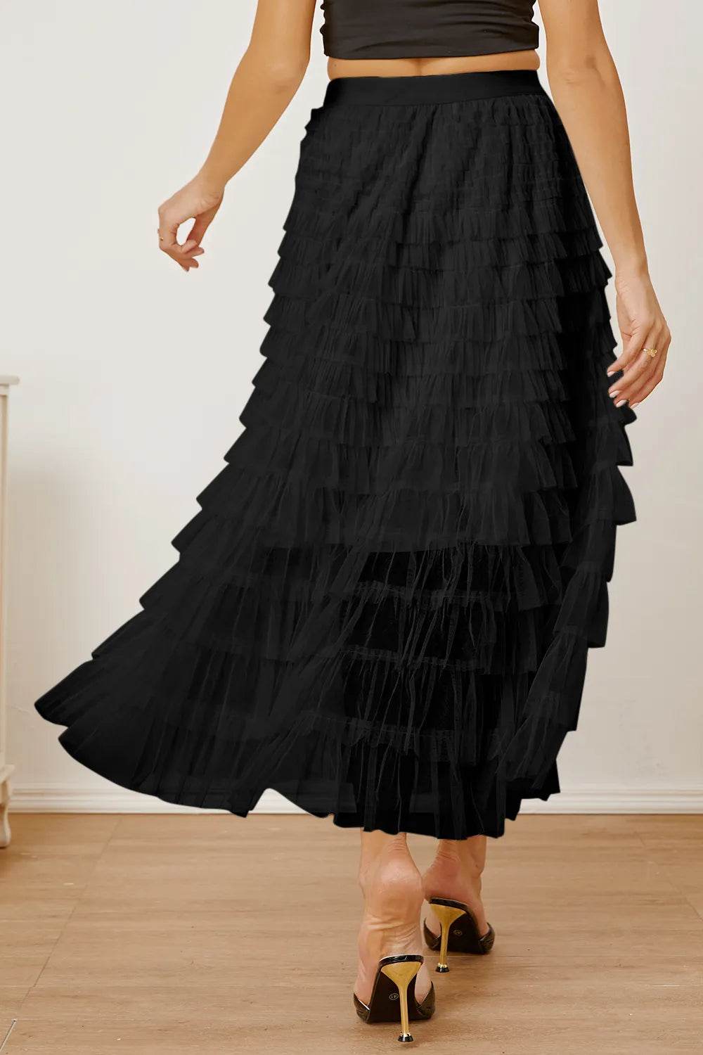 Ruched High Waist Tiered Skirt Trendsi 6c5610f5-3f4f-41d4-90b2-9f0ab3bfdcea-Max