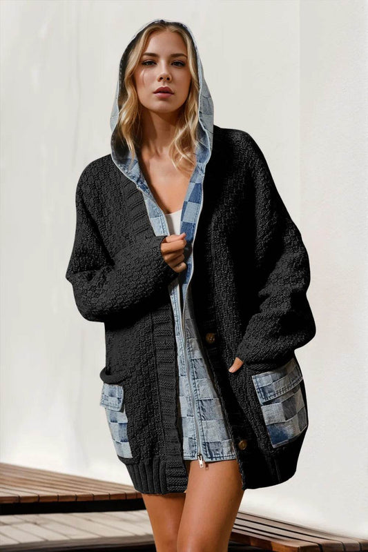 Double Take Full Size Hooded Denim Spliced Sweater Cardigan Black Trendsi 6c7569c9-3742-466b-8841-a18786eb4975-Max