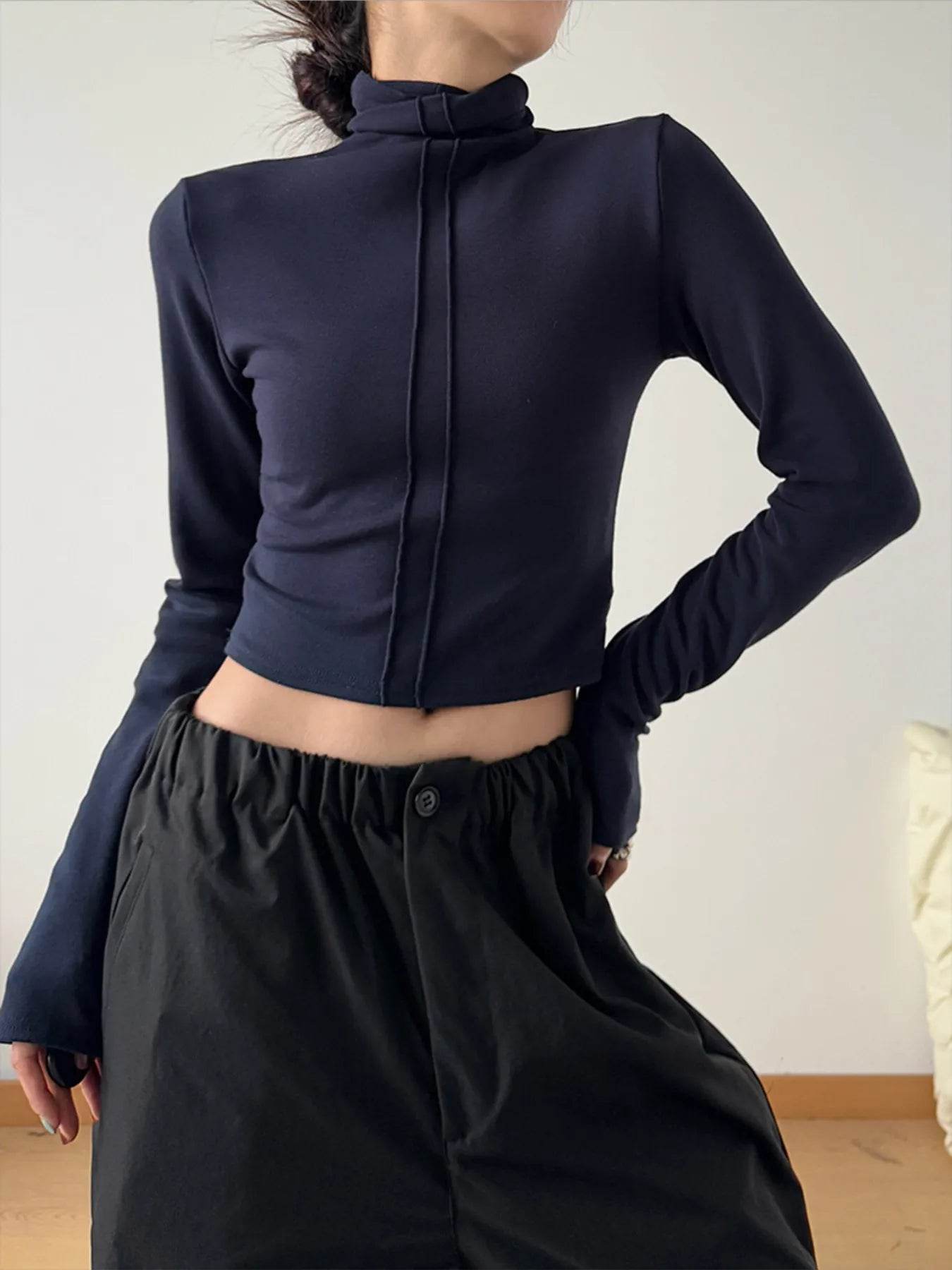 High Neck Long Sleeve Cropped T-Shirt Navy Blue Trendsi 6cc5517ac6a7465483d23d7f86348a41-Max-Origin