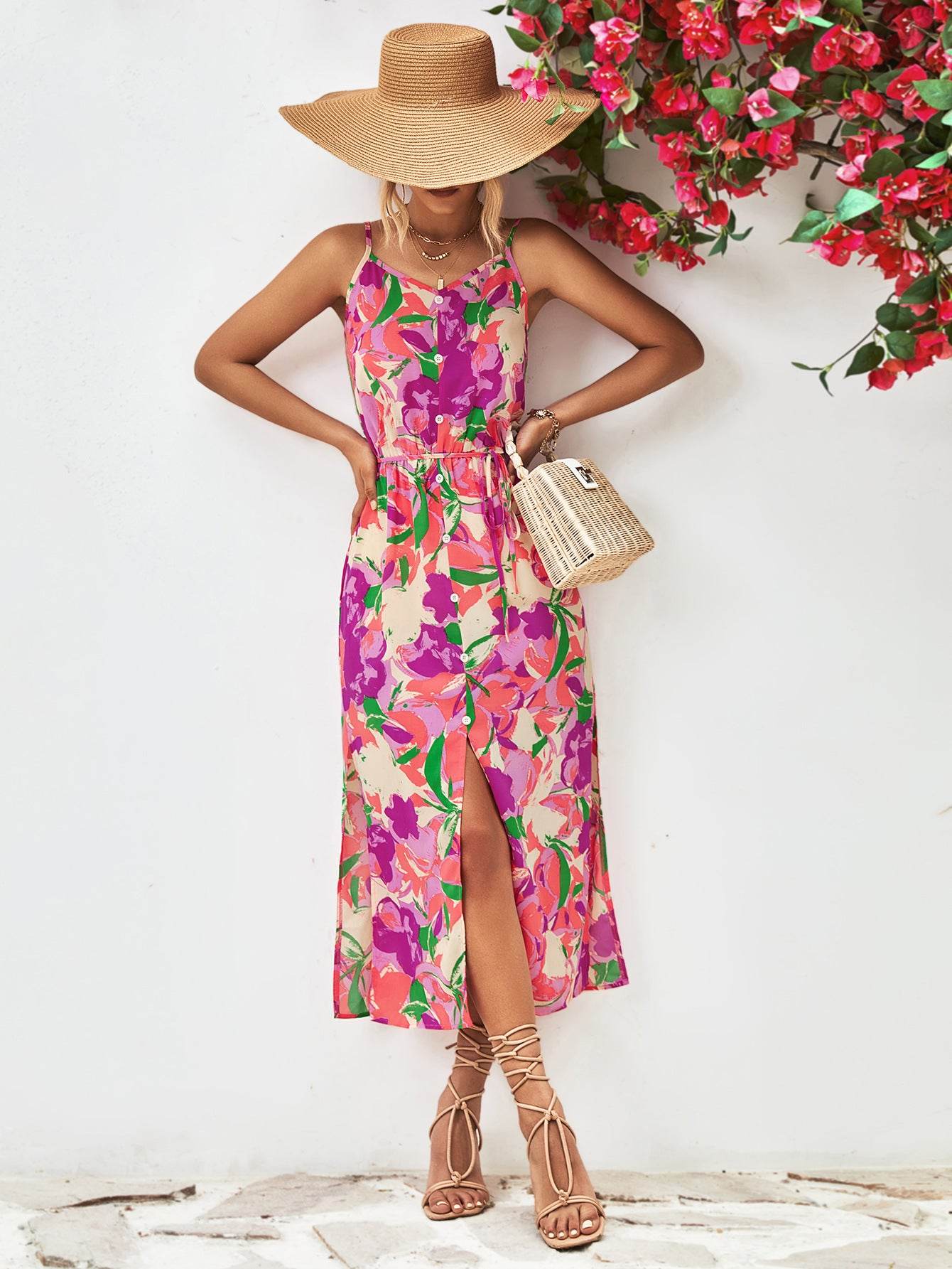Printed Spaghetti Strap Front Slit Dress Trendsi 6cc7960069e1438c9ac43157ca84083b-Max