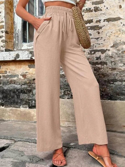 Tied High Waist Wide Leg Pants with Pockets Trendsi 6cd41f47-ebe7-46ec-b5cb-c05338bdd53f-Max