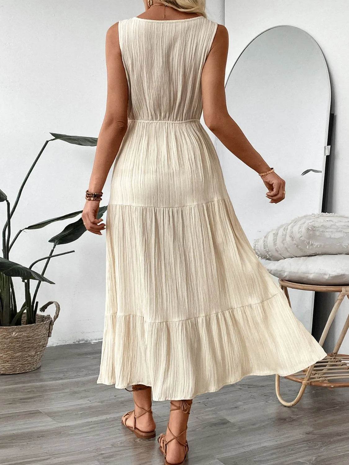 Decorative Button V-Neck Sleeveless Midi Tank Dress Trendsi 6d309d95-caa0-4b79-b755-f2404ab94b11-Max-Origin