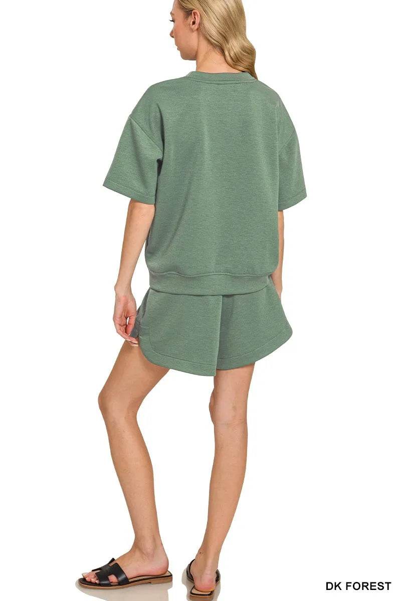 Zenana Scuba Short Sleeve Top & Shorts Set Trendsi 6d5038da19fe4dcdb372c095a12bb8f9-Max-Origin