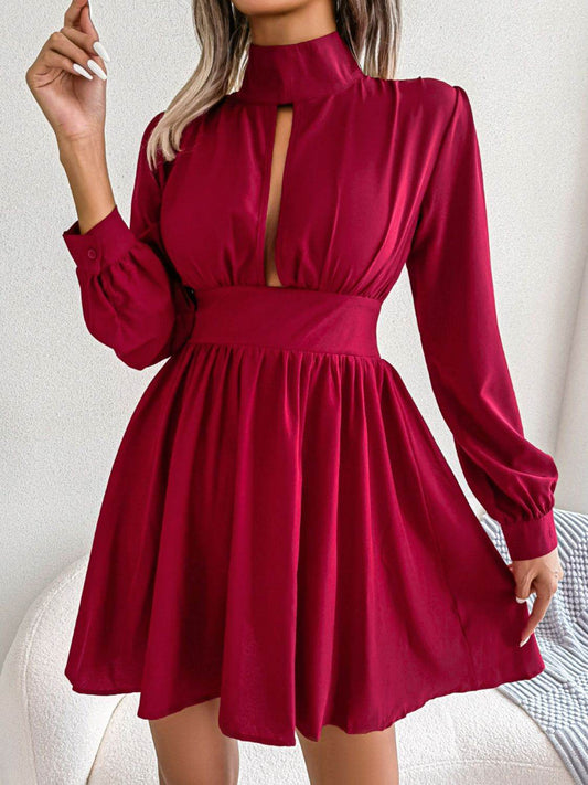 Cutout Turtleneck A-Line Mini Dress Red Trendsi 6d5049e74a8d4dccb9136d30cc45db33-Max