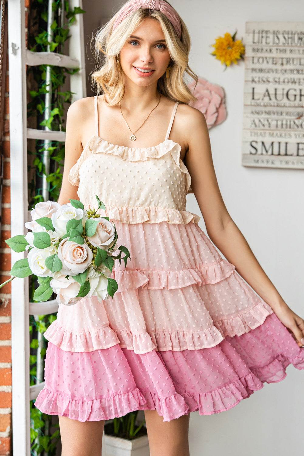 Color Block Swiss Dot Ruffled Tiered Spaghetti Strap Dress Trendsi 6d79dcf2979142718736887e9fe2428d-Max