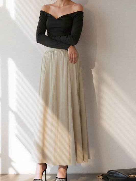 High-Waisted Midi Skirt Beige Trendsi 6da901a319514fa2b1fdc7c45fe28d8b-Max-Origin