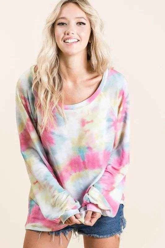BiBi Tie Dye Print Terry Top With Puff Sleeves Trendsi 6dcc5ab1901843a484d9a9d9f173b0de-Max-Origin