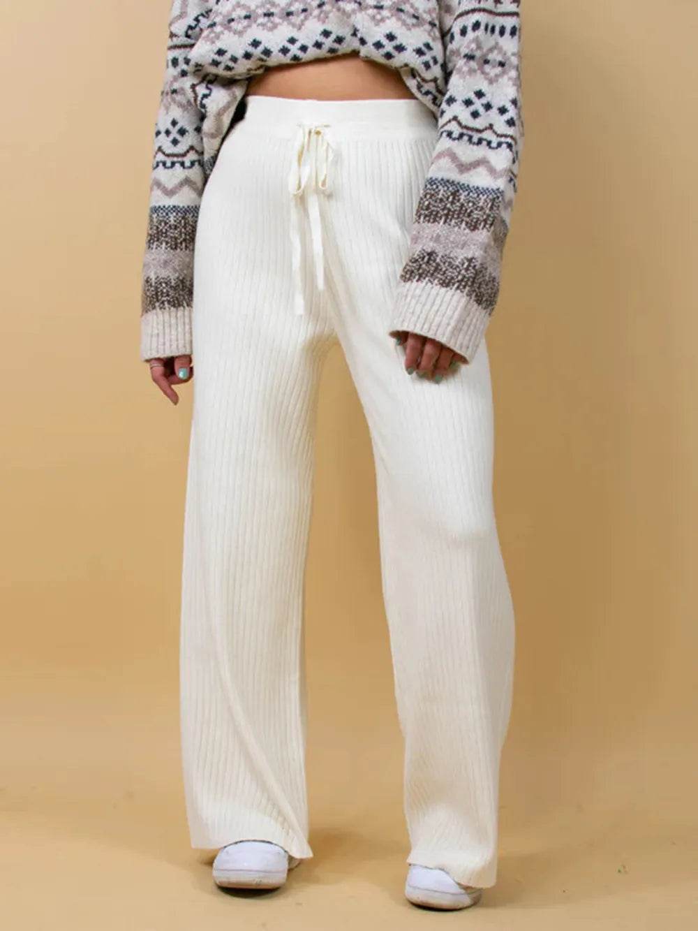 Ribbed Wide Leg Sweater Pants Trendsi 6dfb5117-6944-4533-86a0-c6f3c6ca645e-Max