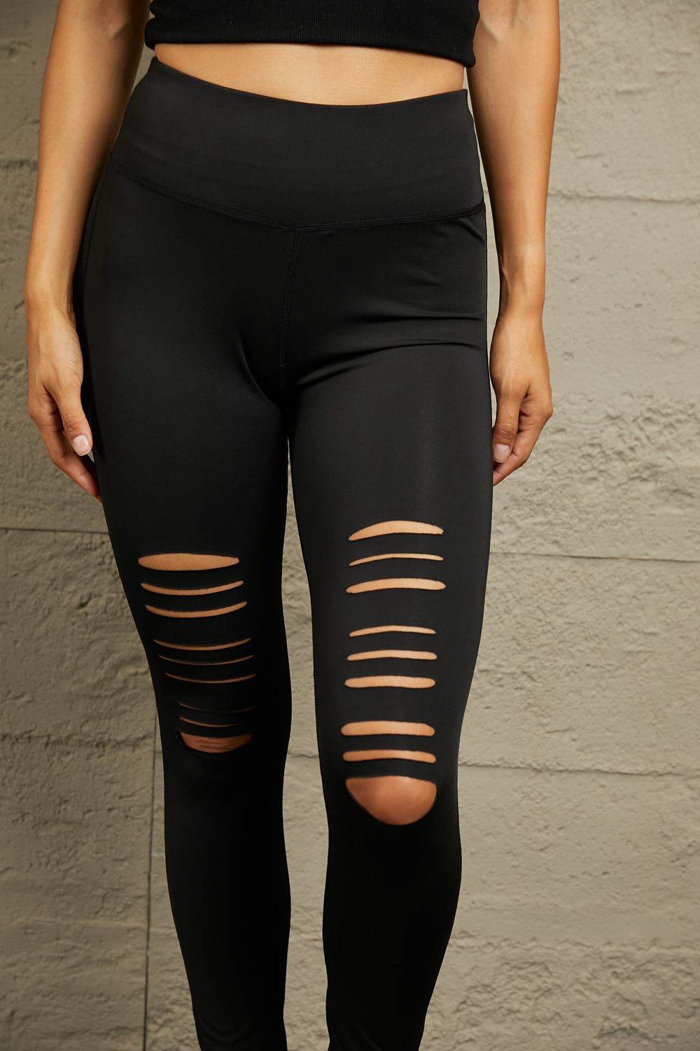 Wide Waistband Distressed Slim Fit Leggings Trendsi 6e0a71c4c8134e40b43ed04102d014b0-Max