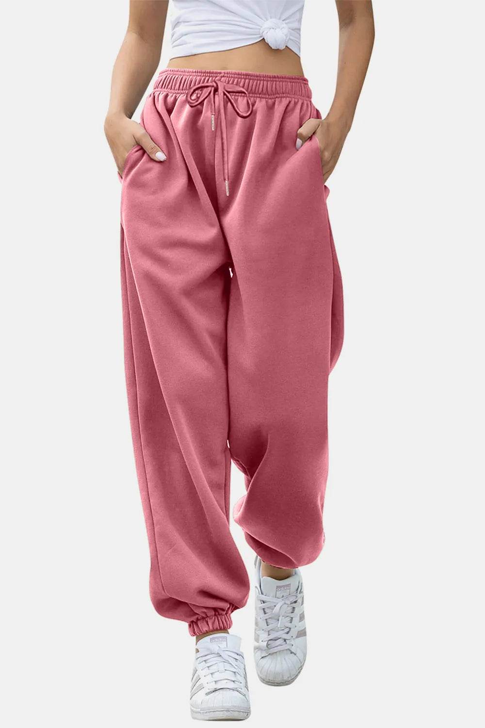 Elastic Waist Joggers with Pockets Dusty Pink Trendsi 6e40968c-8e81-43ab-9d02-166974c6284b-Max