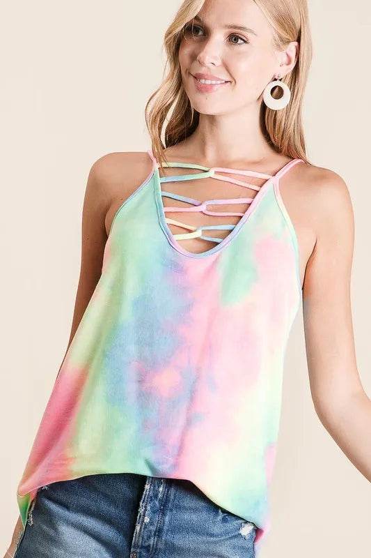 BiBi Tie Dye Terry Caged Neck Knit Camisole Trendsi 6e433509154c4cfd9dbc14f2ce9a53e0-Max-Origin
