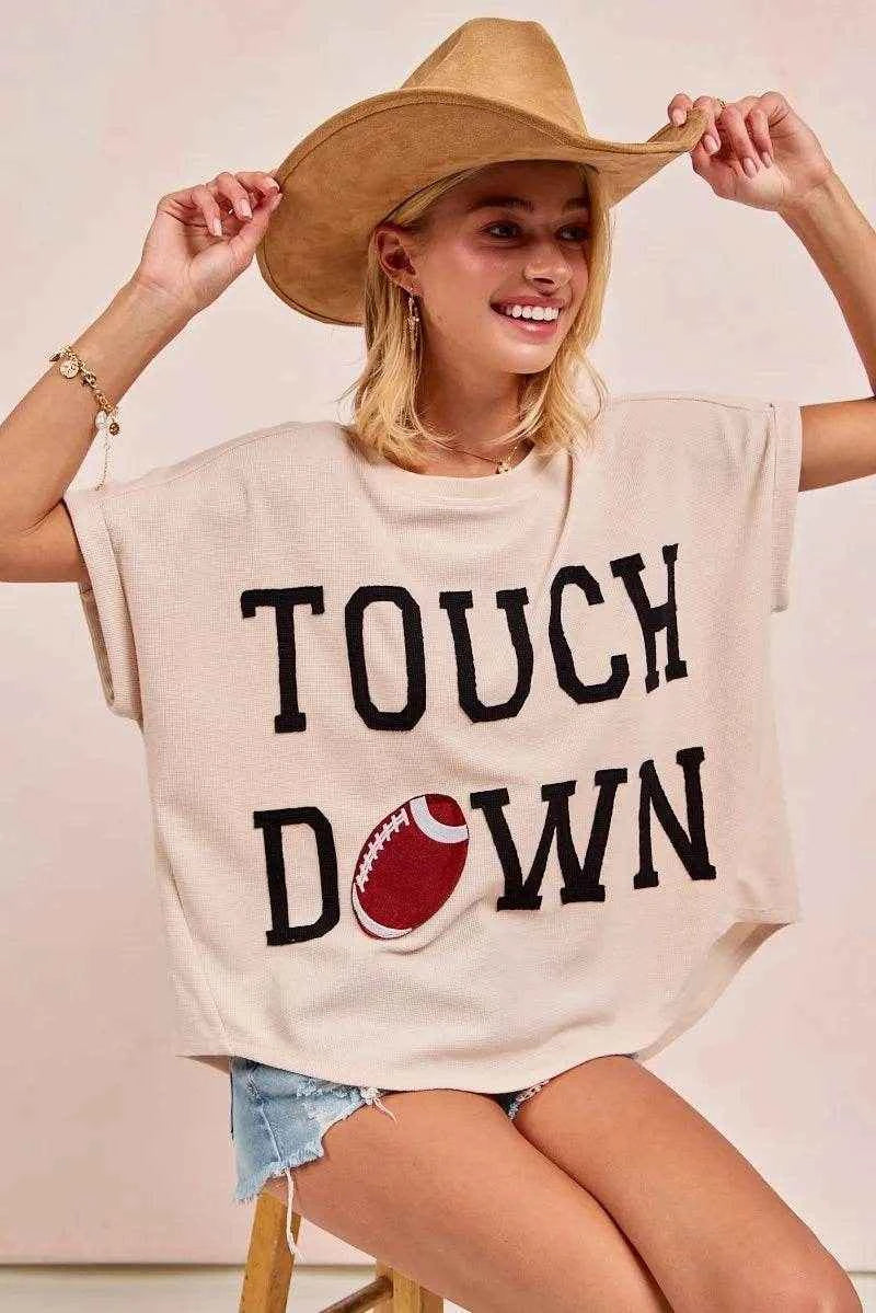 BiBi Game Day Touchdown Letter Patches Waffle Short Top Trendsi 6e4623bacca843ed95e61800fac6a87d-Max-Origin