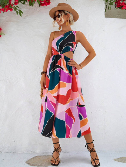 Printed Cutout One-Shoulder Sleeveless Dress Trendsi 6e6c1c8da5c74fdca1ab7f778c84450b-Max