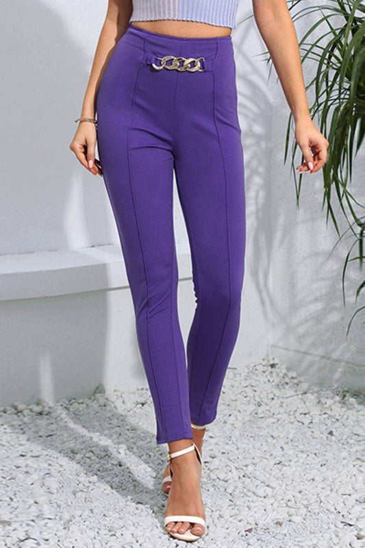 Chain Detail Slim Fit Cropped Pants Electric Purple Trendsi 6e8ebced57f34ff88eec9850ea77815e-Max