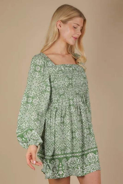 VERY J Printed Smocked Chest Boho Mini Dress Trendsi 6e97f23d890d44578ca30e711b1e0dd1-Max-Origin